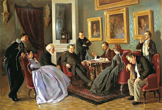 Владимир Маковский, «Литературное чтение»,  1866 г. 